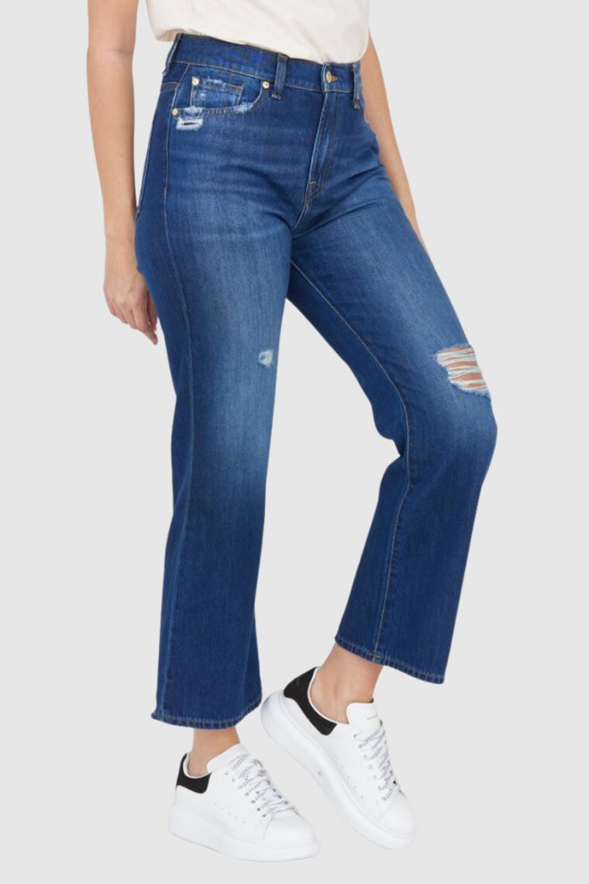 7 FOR ALL MANKIND Granatowe jeansy z rozszerzoną nogawką Riley Ankle Boot, Rozmiar 29