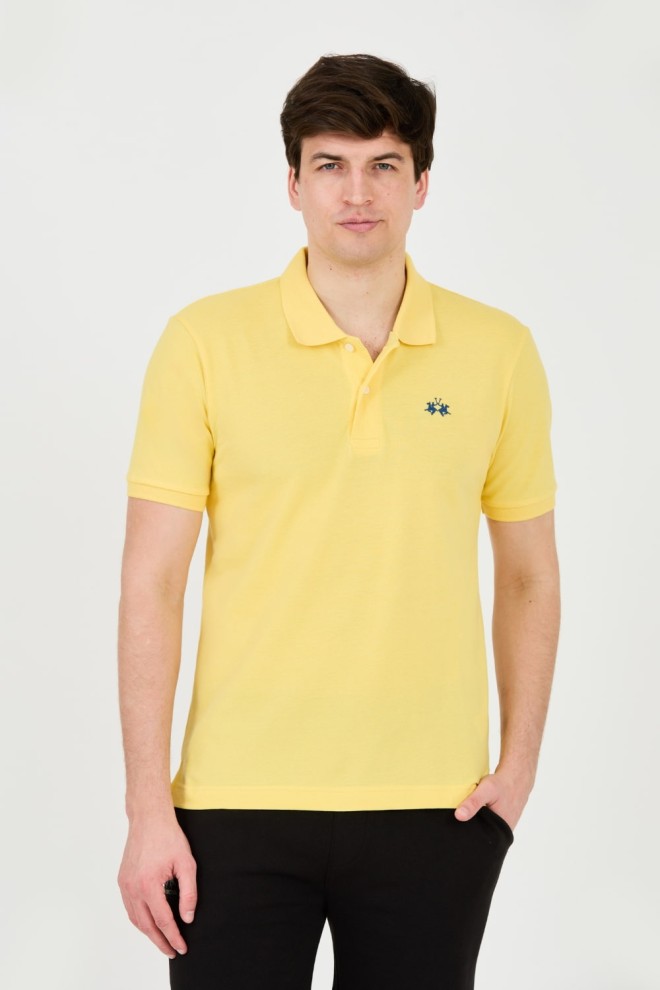 LA MARTINA Żółte męskie polo z małym logo, Rozmiar XL
