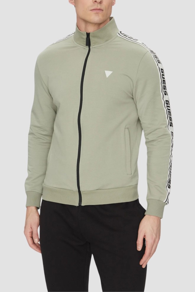GUESS Zielona bluza męska z lampasami New Arlo, Rozmiar XL
