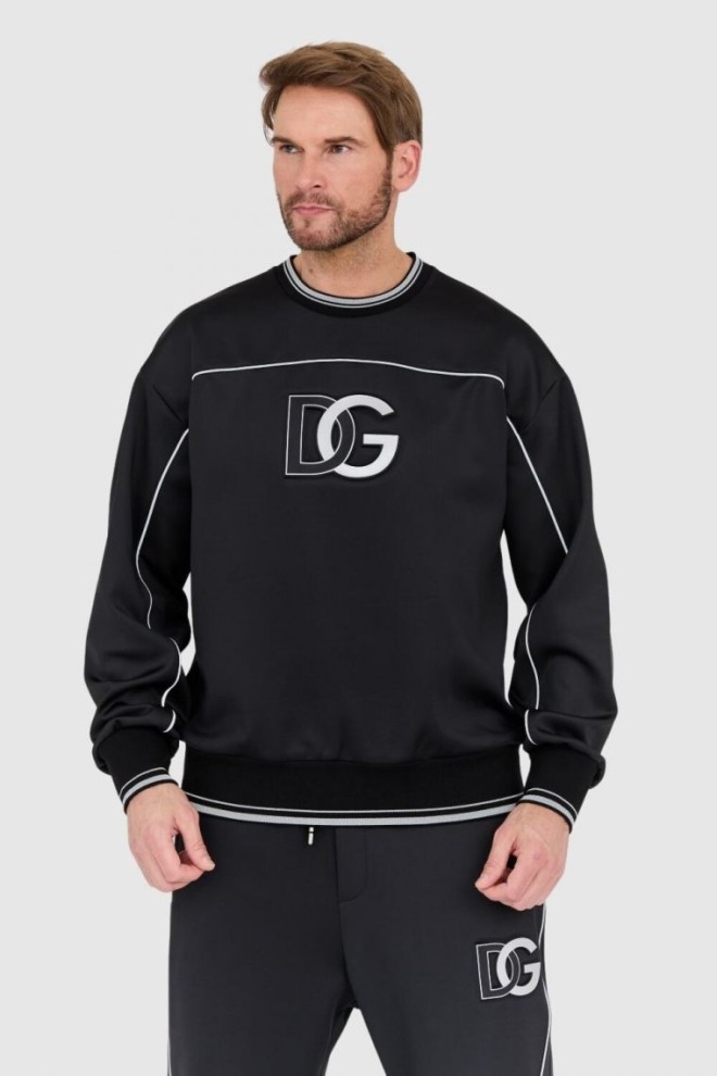 DOLCE & GABBANA Czarna męska bluza z dużym logo, Rozmiar 52