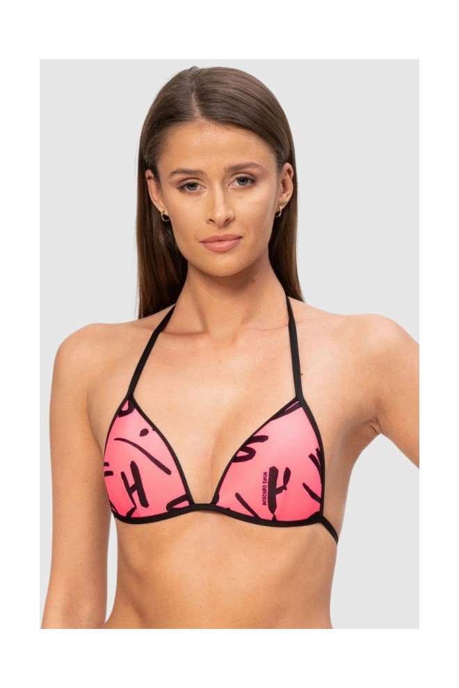 MOSCHINO Różowa góra od bikini w litery, Rozmiar XS