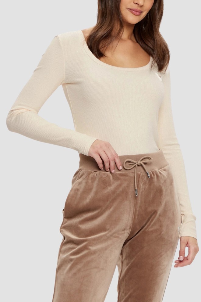 GUESS Beżowy damski longsleeve Colette, Rozmiar XL