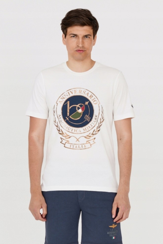 AERONAUTICA MILITARE Biały bawełniany t-shirt męski, Rozmiar XL