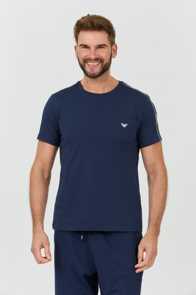 EMPORIO ARMANI Granatowy męski t-shirt bande logo, Rozmiar M