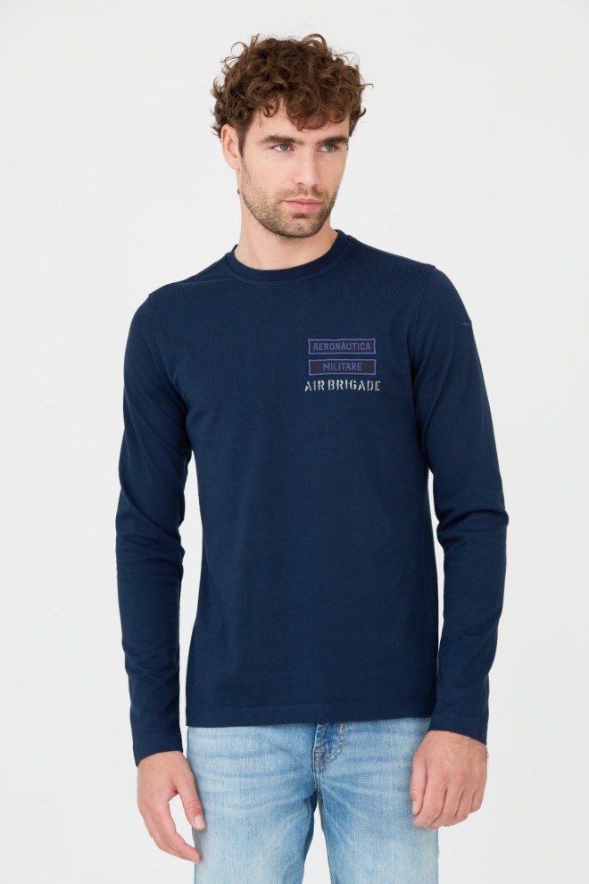 AERONAUTICA MILITARE Granatowy męski longsleeve bawełniany, Rozmiar XXL