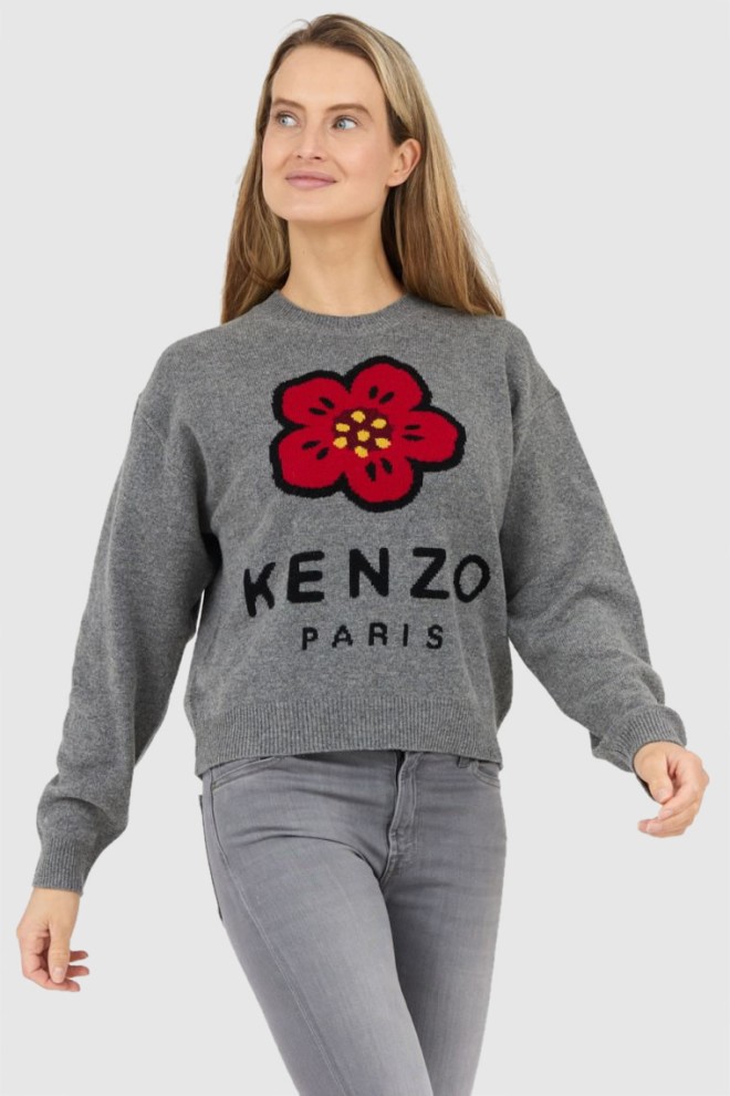 KENZO Szary sweter damski boke flower, Rozmiar M