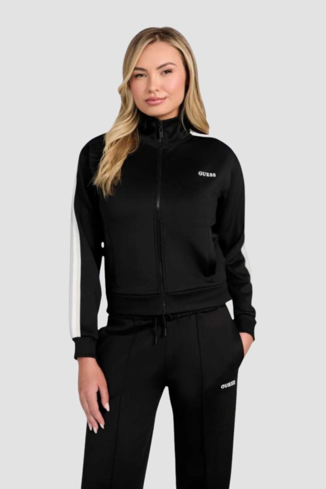 GUESS Czarna damska bluza z lampasami Yarrow, Rozmiar M