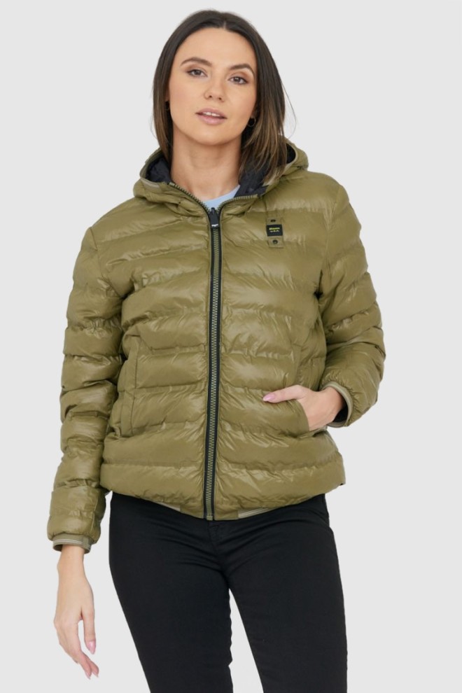 BLAUER Czarno-zielona damska dwustronna kurtka Stella reversible down jacket, Rozmiar L