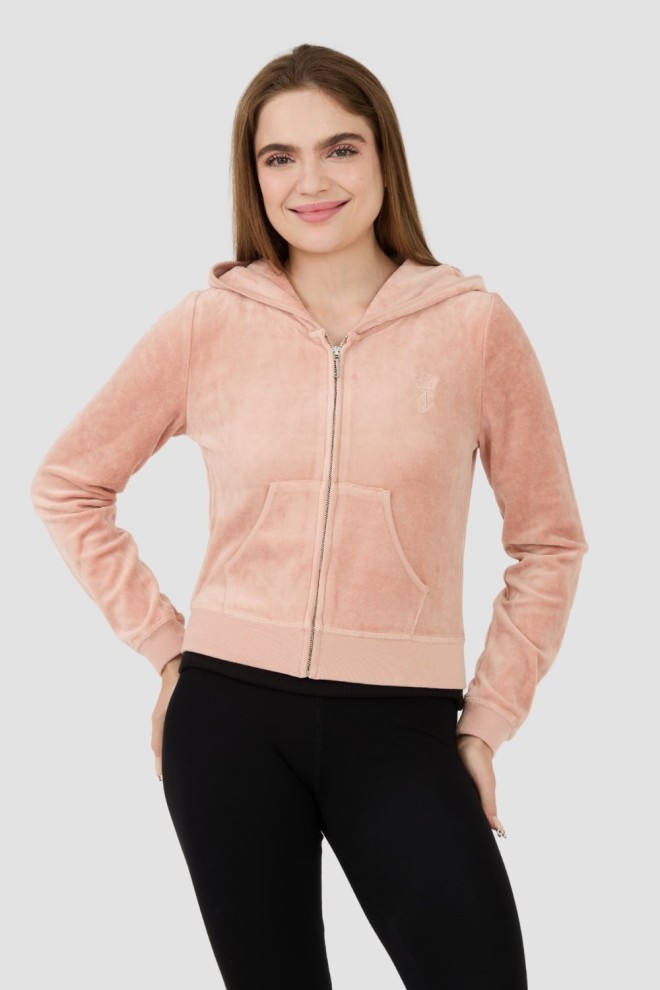 JUICY COUTURE Beżowa damska bluza Heritage Robyn Hoodie, Rozmiar S