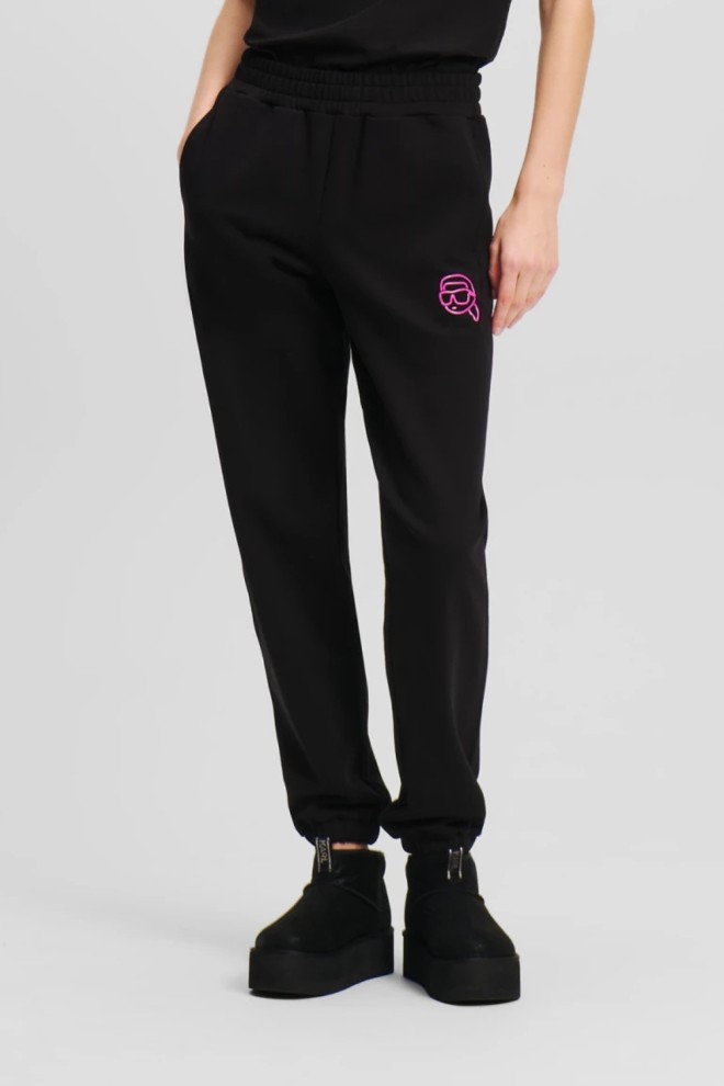 KARL LAGERFELD Czarne spodnie dresowe damskie Ikonik 2.0 Jelly, Rozmiar S