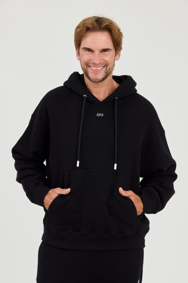 OFF-WHITE Czarna męska bluza Off Stamp Skate Hoodie, Rozmiar XL