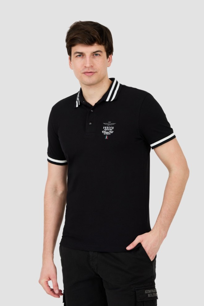 AERONAUTICA MILITARE Czarne polo Short Sleeve
