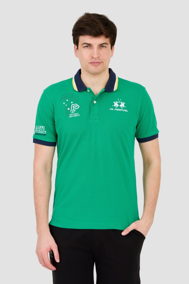 LA MARTINA Zielone męskie polo, Rozmiar XL