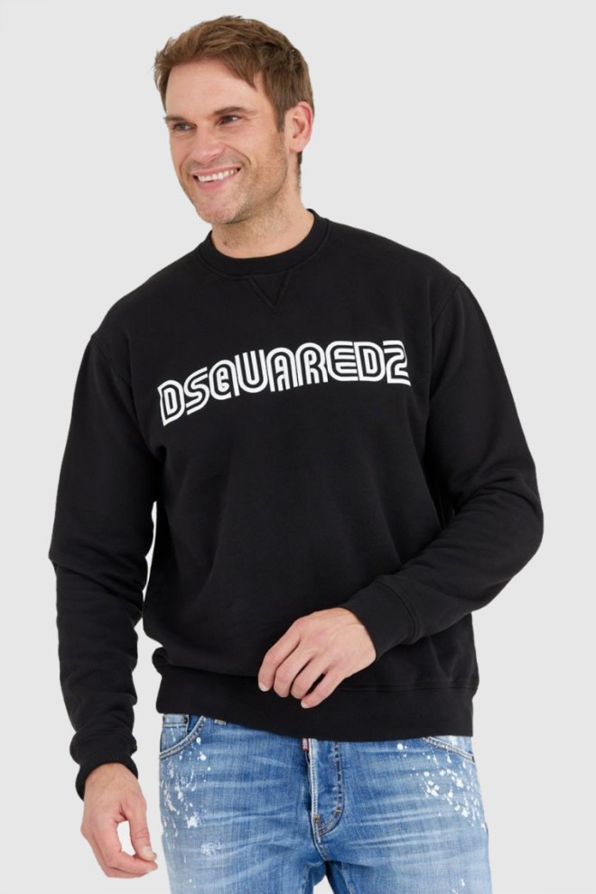DSQUARED2 Czarna bluza męska z logo outline, Rozmiar L