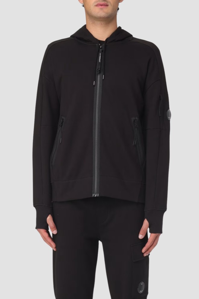 C.P. COMPANY Czarna męska bluza Hooded Open, Rozmiar M
