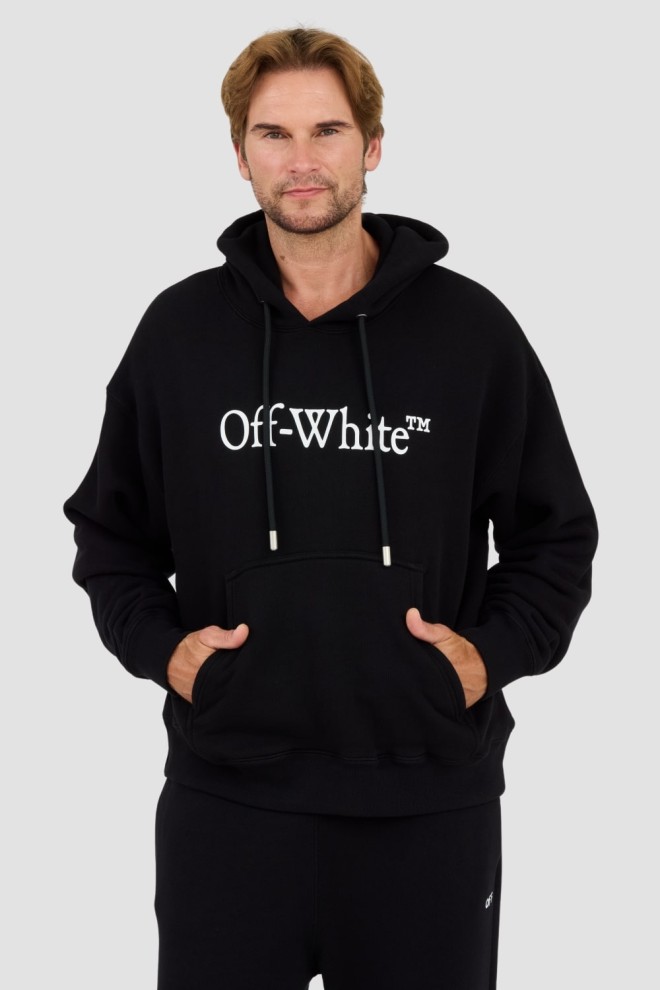 OFF-WHITE Czarna męska bluza Big Bookish Skate Hoodie White, Rozmiar XL