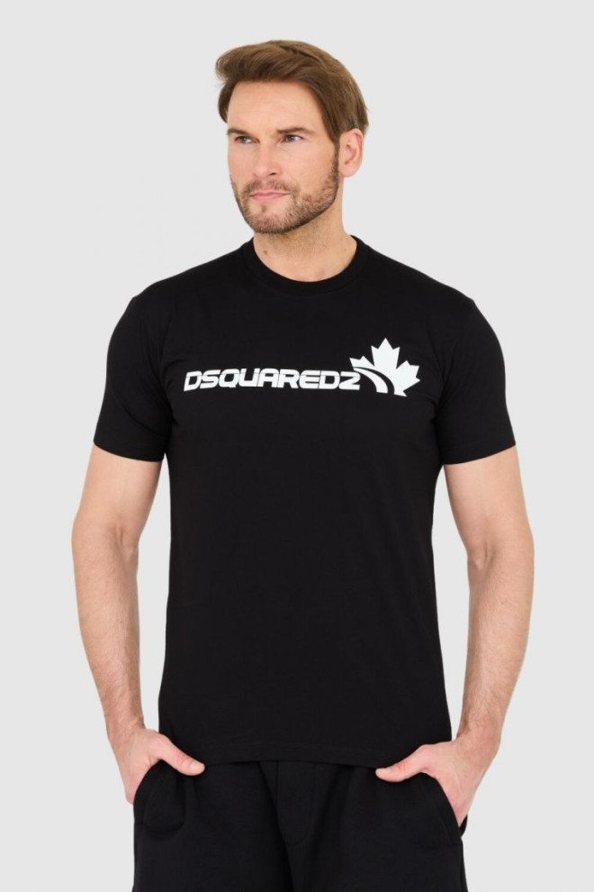 DSQUARED2 Czarny męski bawełniany t-shirt z dużym logo, Rozmiar XL
