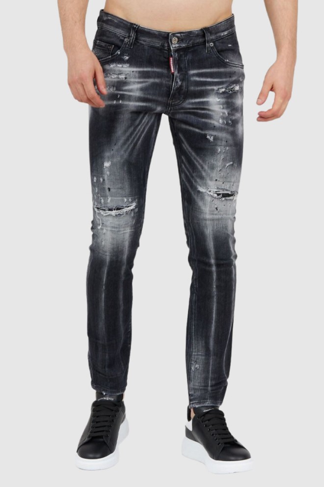 DSQUARED2 Czarne jeansy męskie super twinky jean, Rozmiar 46