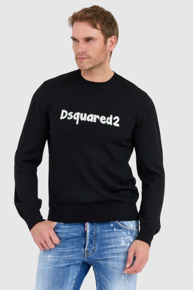 DSQUARED2 Czarny sweter męski cartoon pullover, Rozmiar S