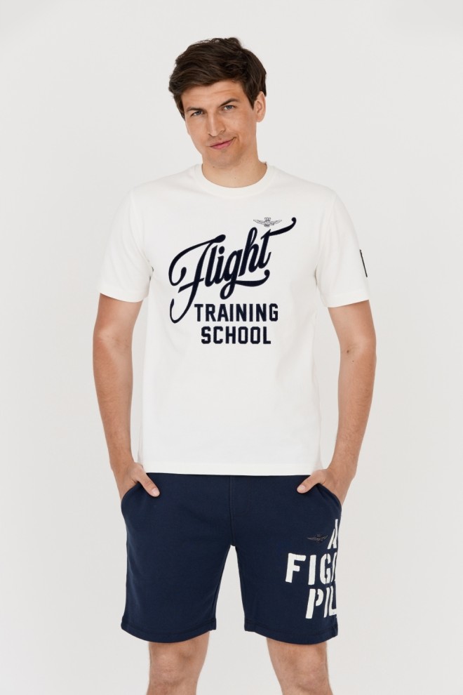 AERONAUTICA MILITARE Biały bawełniany t-shirt męski, Rozmiar L