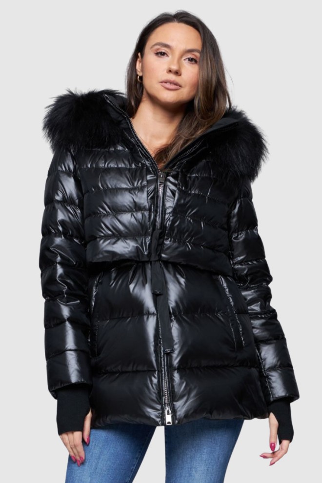 DIEGO M Puchowa kurtka damska z odpinanym kapturem, Rozmiar 44 EU - 48 IT