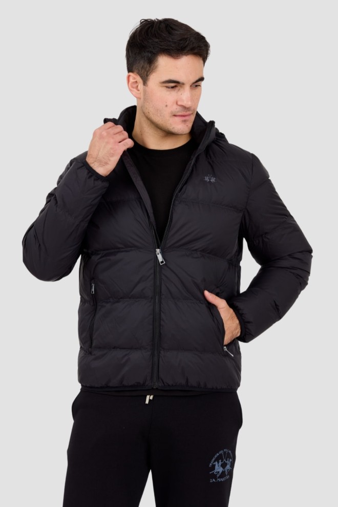 LA MARTINA MAN Czarna pikowana męska kurtka Outerwear Basic Nylon, Rozmiar L