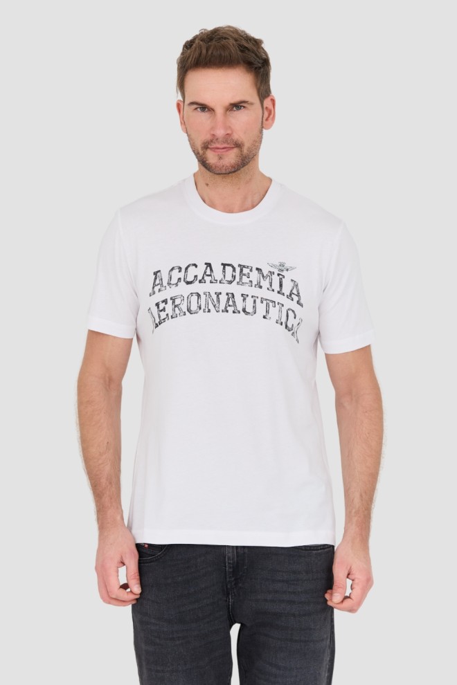 AERONAUTICA MILITARE Biały bawelniany męski t-shirt M.C., Rozmiar L