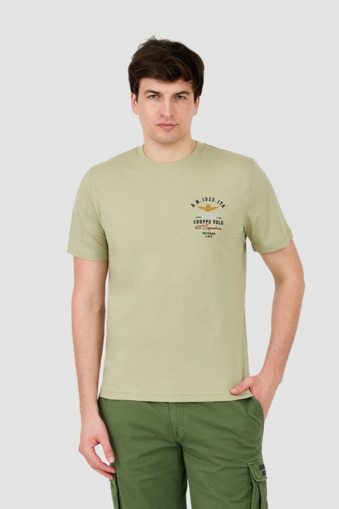AERONAUTICA MILITARE Zielony bawełniany męski t-shirt Short Sleeve, Rozmiar L