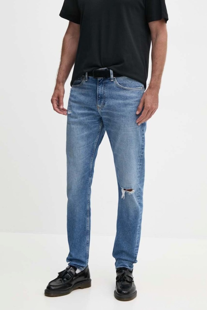 CALVIN KLEIN Błękitne męskie jeansy Slim Taper, Rozmiar 30/32