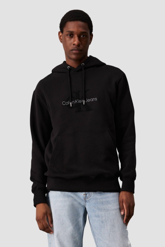CALVIN KLEIN Czarna męska bluza z haftowanym logo, Rozmiar M