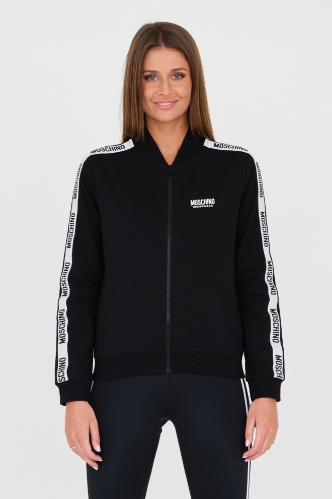 MOSCHINO Czarna damska bluza z lampasami