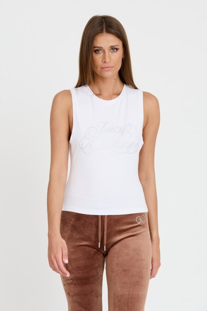 JUICY COUTURE Biały damski top Juicy Script Tank, Rozmiar M