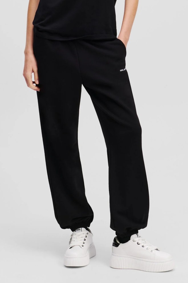 KARL LAGERFELD Czarne damskie spodnie dresowe Ikon Peak-a-Boo, Rozmiar M