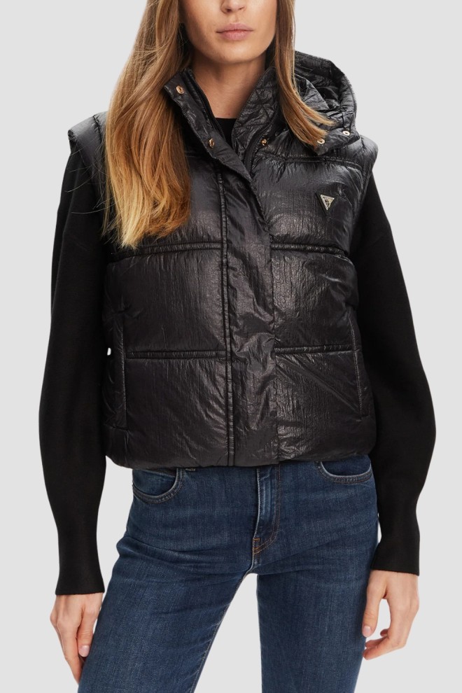 GUESS Czarna damska kamizelka Padded Vest, Rozmiar XS