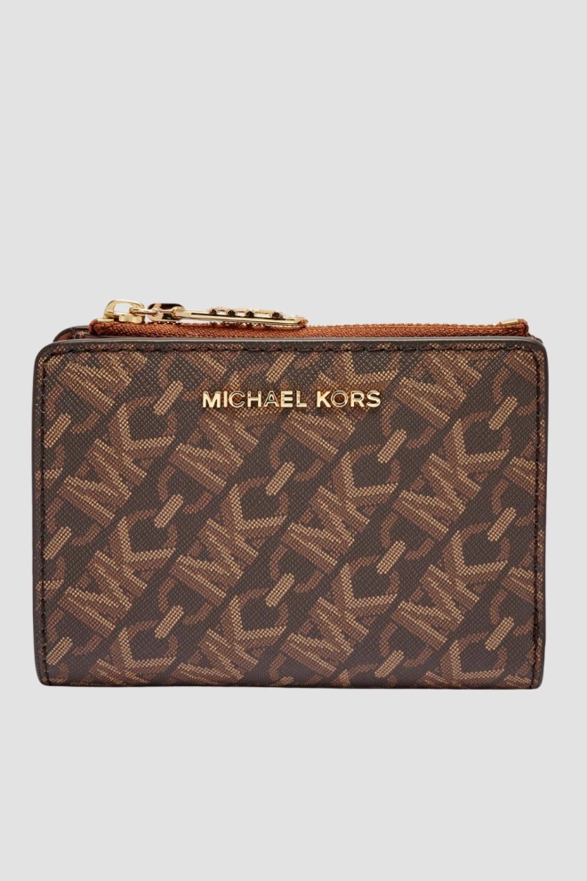 MICHAEL KORS Brązowy portfel z monogramem