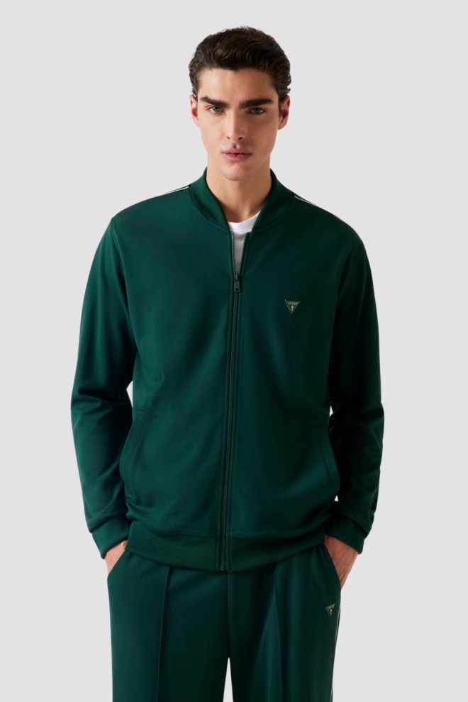 GUESS Zielona męska bluza rozpinana Truck Interlock, Rozmiar M