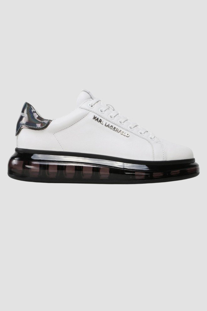 KARL LAGERFELD Białe męskie sneakersy KAPRI KUSHION Lo Lace Lthr, Rozmiar 45
