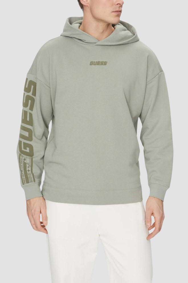 GUESS Zielona bluza męska Dalim Over z kapturem, Rozmiar XXL