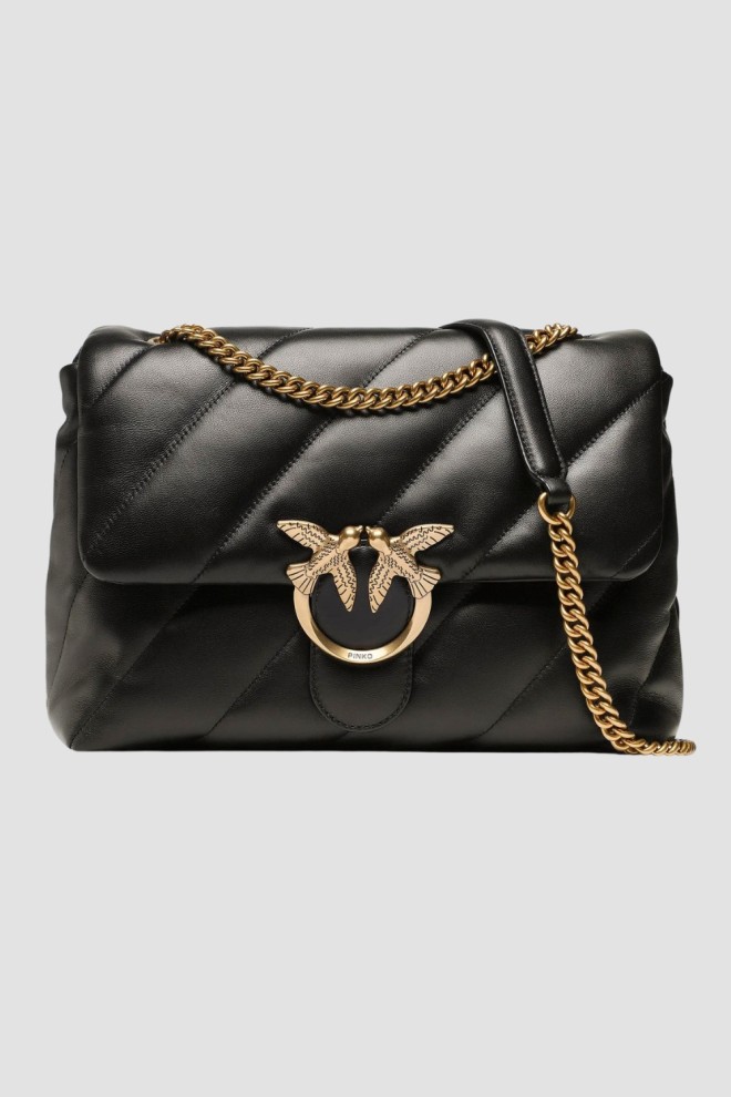 PINKO Czarna pikowana torebka Love Puff Big AW25