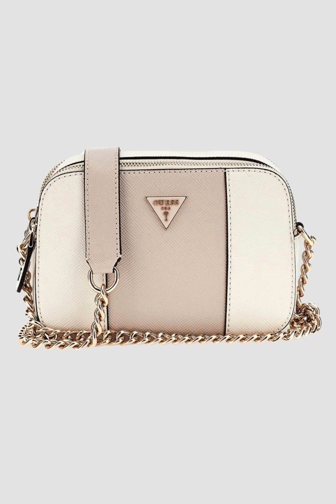 GUESS Biało-beżowa kopertówka damska Noelle II