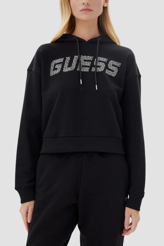 GUESS Сzarna bluza damska z cyrkoniami Primula, Rozmiar L