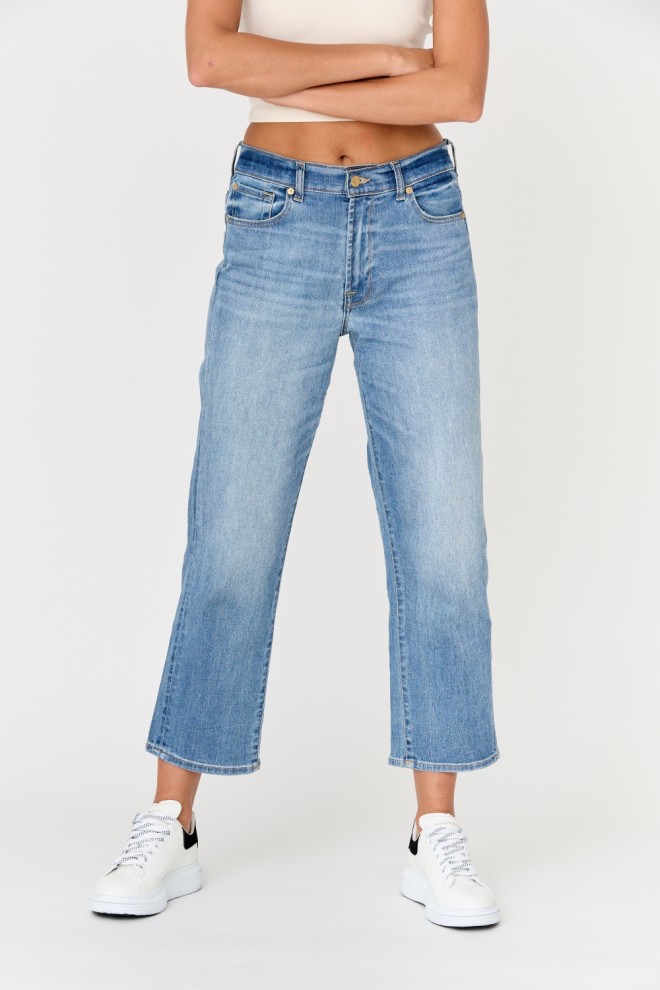 7 FOR ALL MANKIND Błękitne jeansy damskie THE MODERN STRAIGHT TRILIG, Rozmiar 28