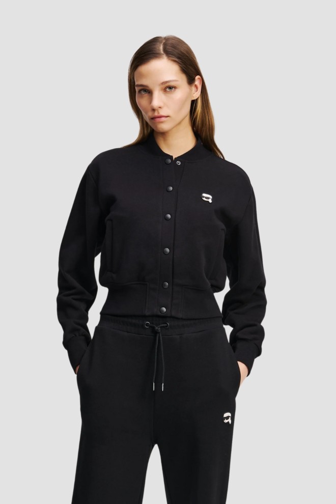 KARL LAGERFELD Сzarny damski bomber Ikon Patch Buttons, Rozmiar L