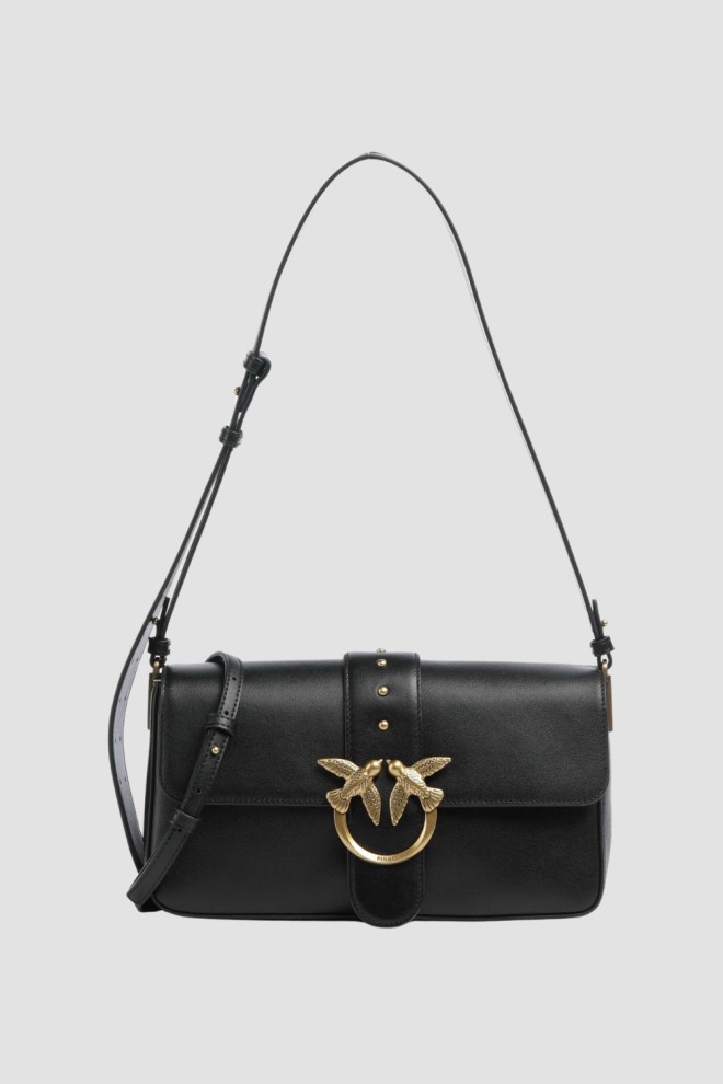 PINKO Czarna kopertówka Love One Classic Slouchy Fl Vitello Morbido