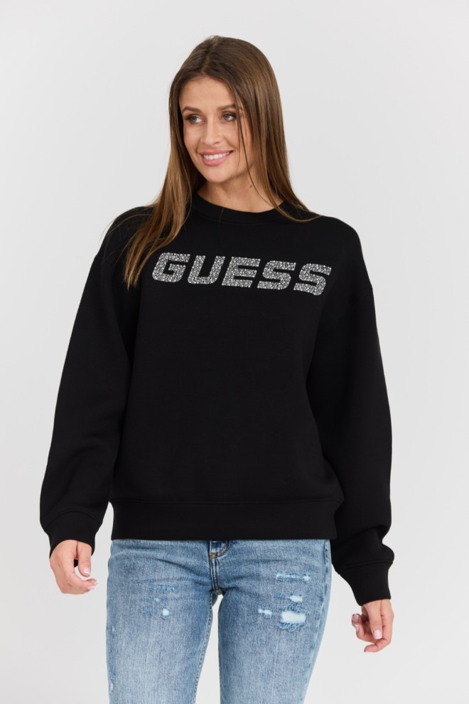 GUESS Czarna damska bluza z cyrkoniami Cecilia, Rozmiar XS