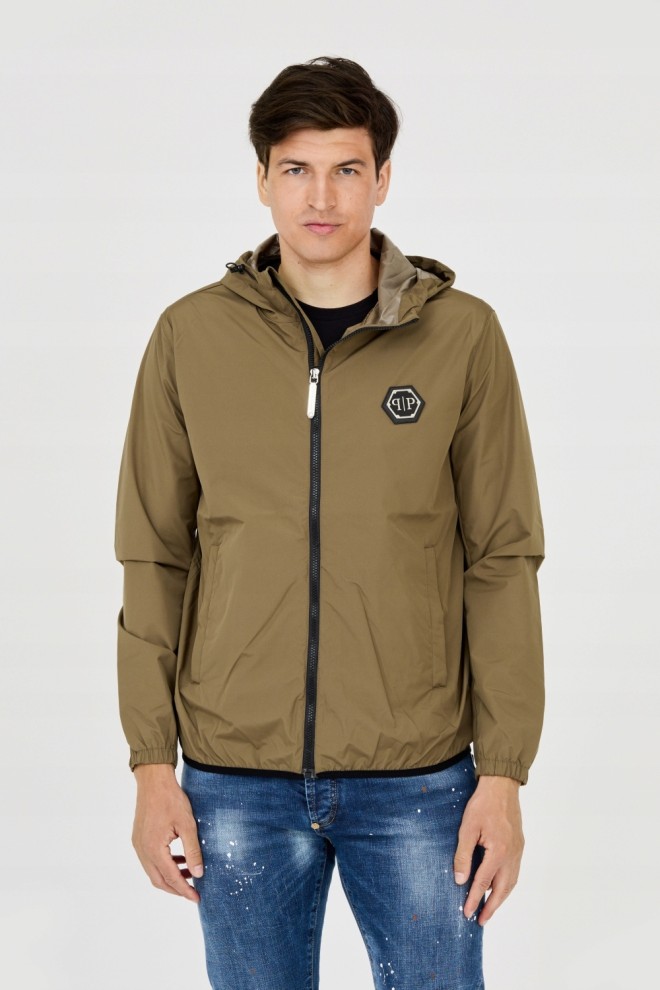 PHILIPP PLEIN Męska kurtka wiatrówka zielona, Rozmiar XXL