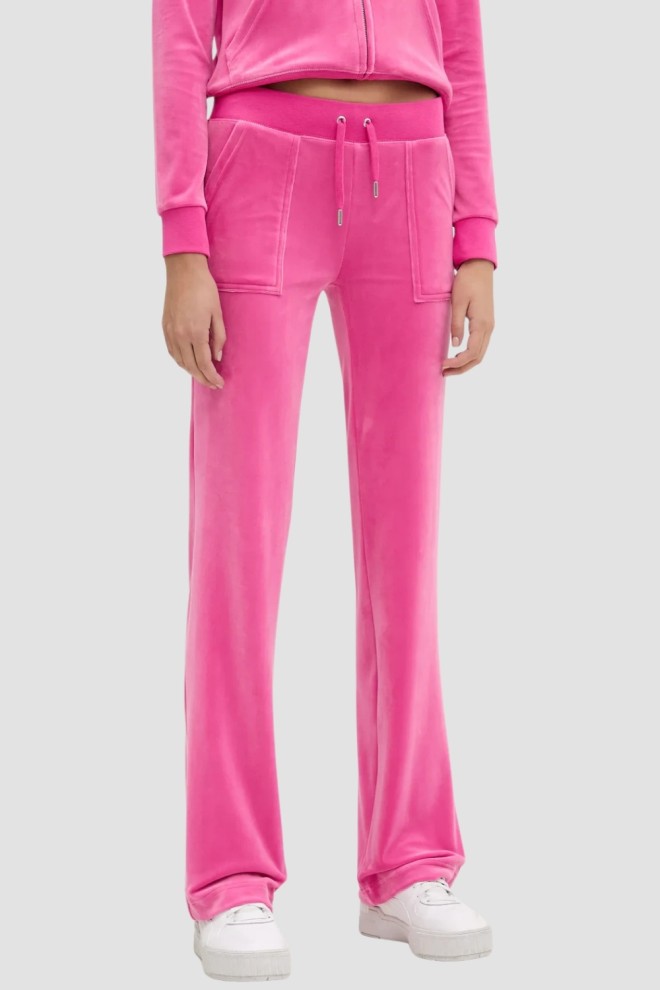 JUICY COUTURE Różowe damskie spodnie welurowe Del Ray Pocket Pant, Rozmiar S