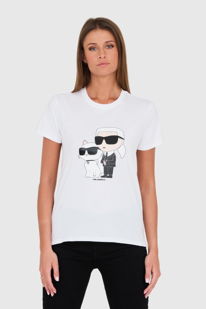 KARL LAGERFELD Biały damski t-shirt Ikonik 2.0, Rozmiar S