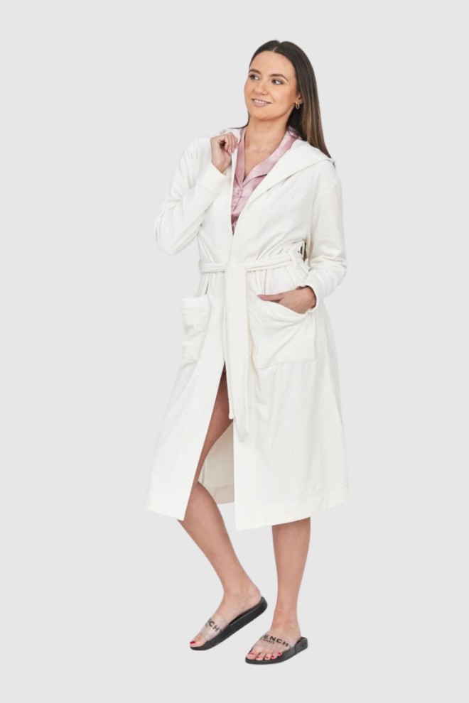 JUICY COUTURE Welurowy szlafrok damski w logo z kapturem, Rozmiar M