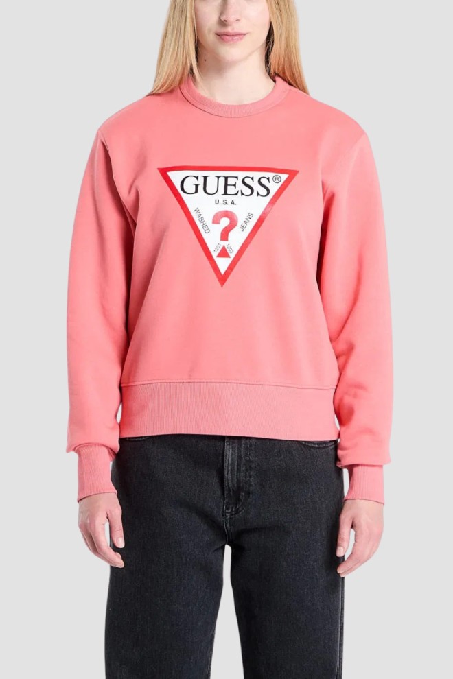 GUESS Różowa bluza damska Original Fleece, Rozmiar M